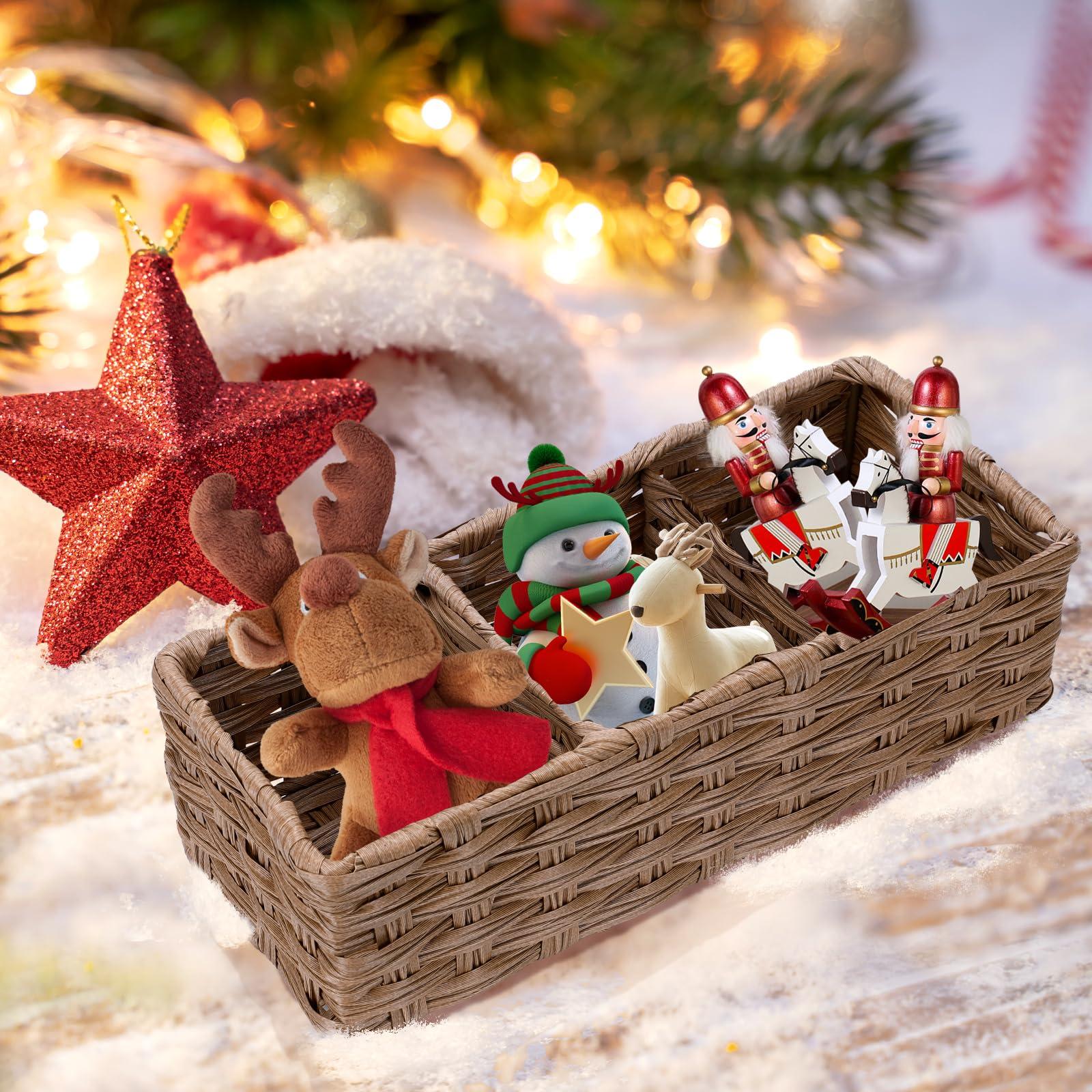 DULLEMELO DULLEMELO Small Basket for Bathroom, Wicker Toilet Tank Basket, Bathroom Back of Toilet Organizer, Set of 2 Waterproof Bathroom Baskets for Organizing, Brown