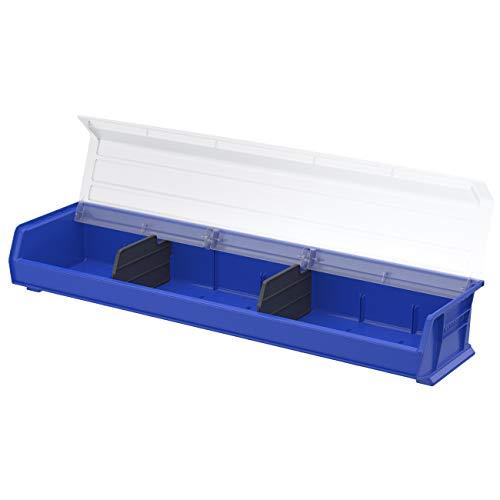 Akro-Mils Akro-Mils 30320 AkroBins Plastic Storage Bin Hanging Stacking Containers, (9-Inch x 33-Inch x 5-Inch), Blue, (4-Pack)
