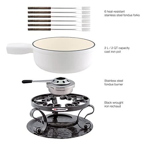 Swissmar Swissmar Lugano 9 Piece Cast Iron Fondue Set - Matte White