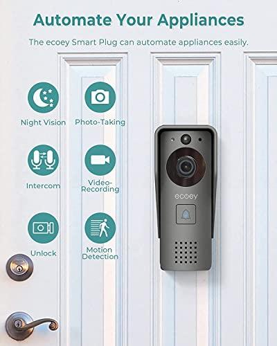Ecoey Ecoey Video Doorbell Camera, Smart Wi-Fi Video Doorbell Wired with Two-Way Audio, Video Doorbell with 1080P HD, PIR Motion Detection, Removable TF Card, Doorbell Camera AC Powered, GW1003, 1PACK