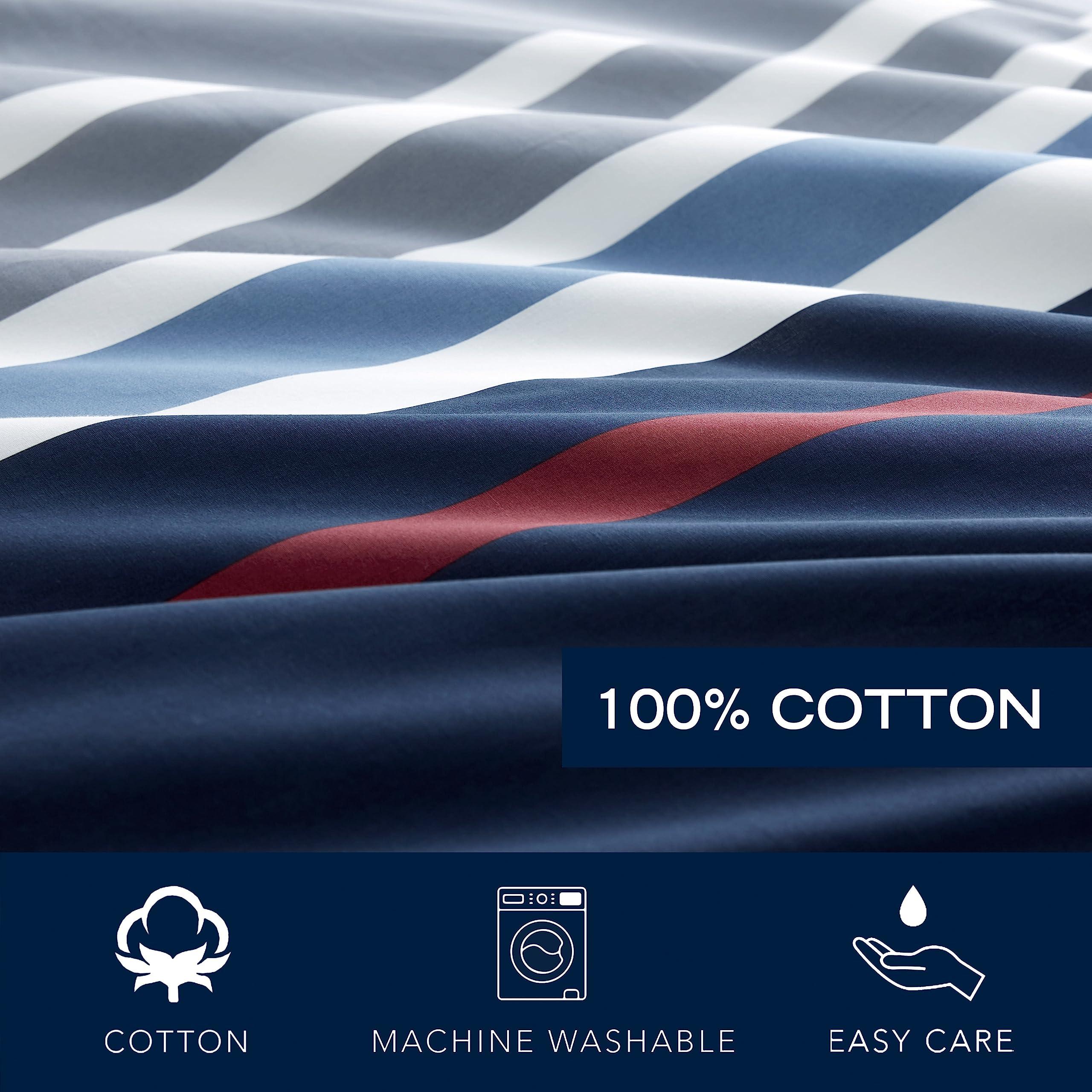 Nautica Nautica - Queen Duvet Cover Set, Cotton Reversible Bedding with Button Closure, Stylish Home Decor (Bradford Navy/Khaki, Queen)