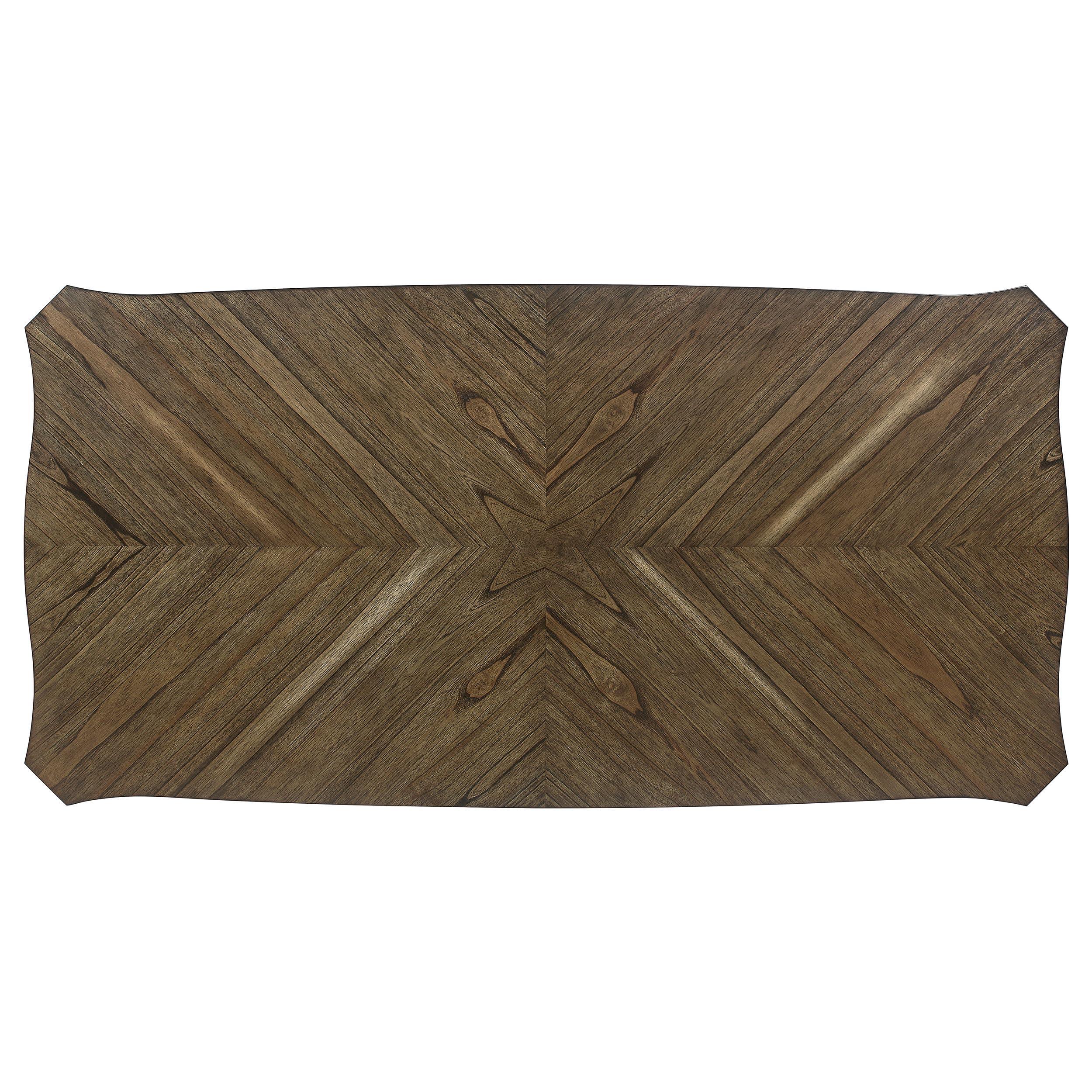 Coaster Home Furnishings Coaster Ronnie 7-Piece Wood Starburst Dining Table Set in Khaki and Rustic Cream