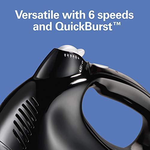 Hamilton Beach Hamilton Beach Power Deluxe 6-Speed Electric Hand Mixer with Snap-On Storage Case, QuickBurst, Beaters, Whisk, Powerful 250 Watt Motor, Bowl Rest, Black (62692)