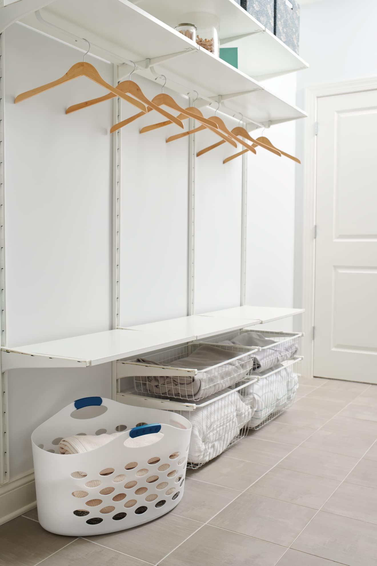 Rubbermaid Rubbermaid 1.5 Bushel Capacity Durable Versatile Flex N Carry Portable Flexible Laundry Basket With Convenient Carrying Handles, White, Organization and Storage for Laundry/Garage/Home