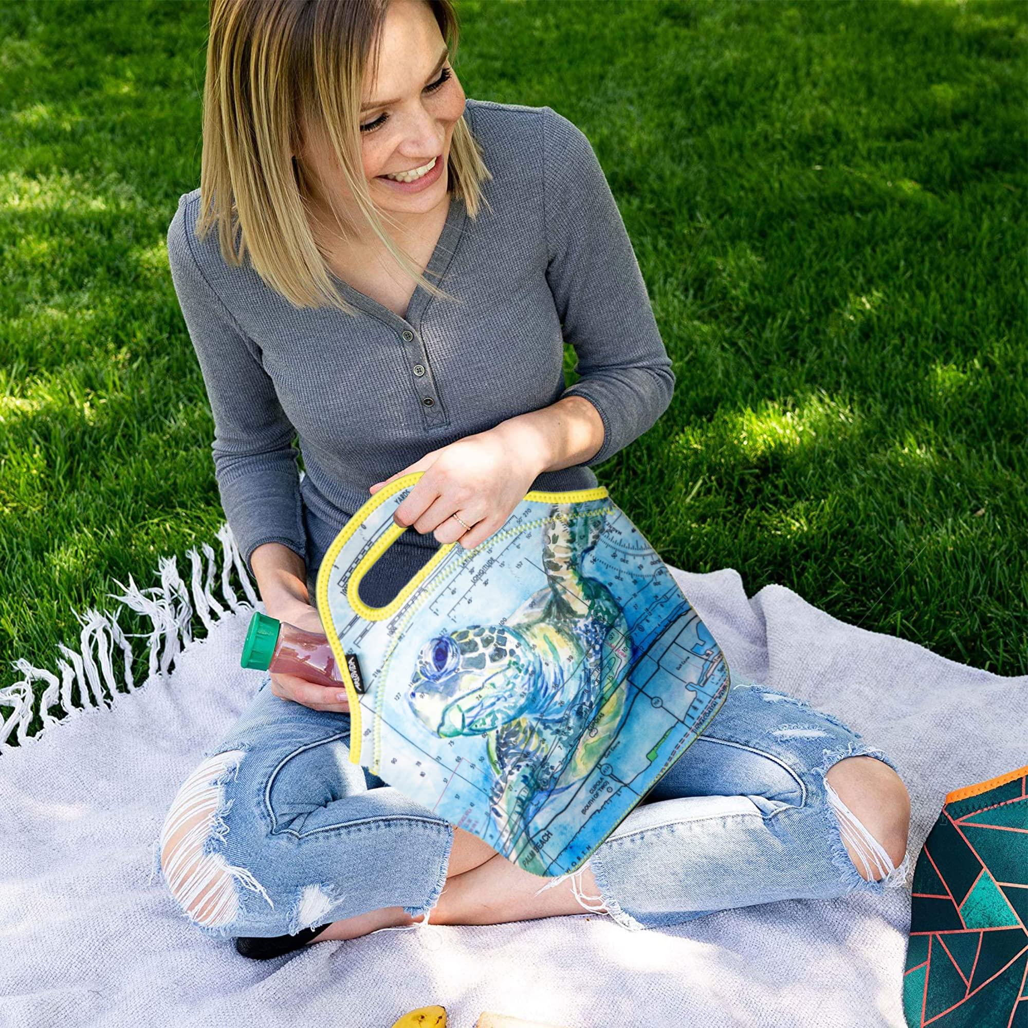 Artovida Artovida Artists Collective Insulated Neoprene Lunch Bag, Washable Soft Lunch Tote for Work and Picnic - Design By Carly Mejeur (USA) Loggerhead Sea Turtle -Classic
