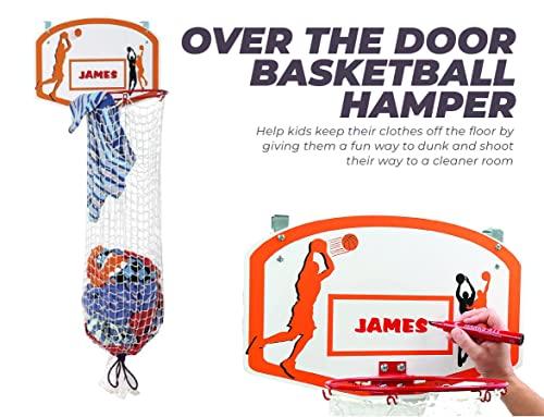 Etna Etna Over the Door Basketball Laundry Hamper -Space Saving Hanging Laundry Hamper with Metal Ring, Backboard, Drawstring Bag-Fun Laundry Hamper to use in Kids Room, Dorm Rooms, Dunk Away Dirty Laundry