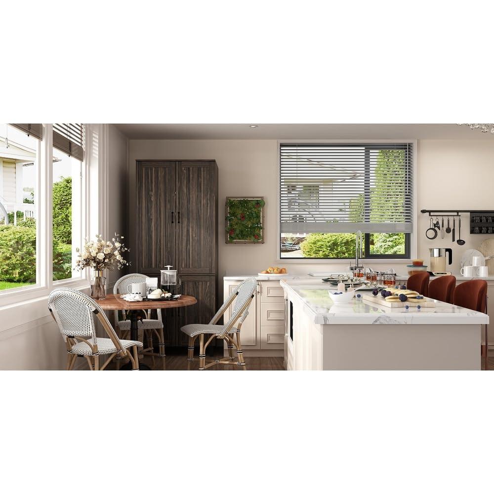 Generic1 31.5" wx78.7 h Storage Cabinet Bookshelves Retro Pantry 4 Doors Brown Rustic MDF Metal Wood Finish