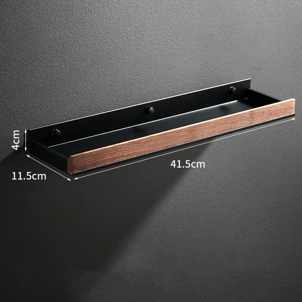 ANNBKA ANNBKA Shower Shelf Racks Solid Wood Shower Caddy Shelf Organizer Towel Bar, Bathroom Wall Mounted Cosmetic Storage Rack Shower Caddy (Size : Black 40cm)