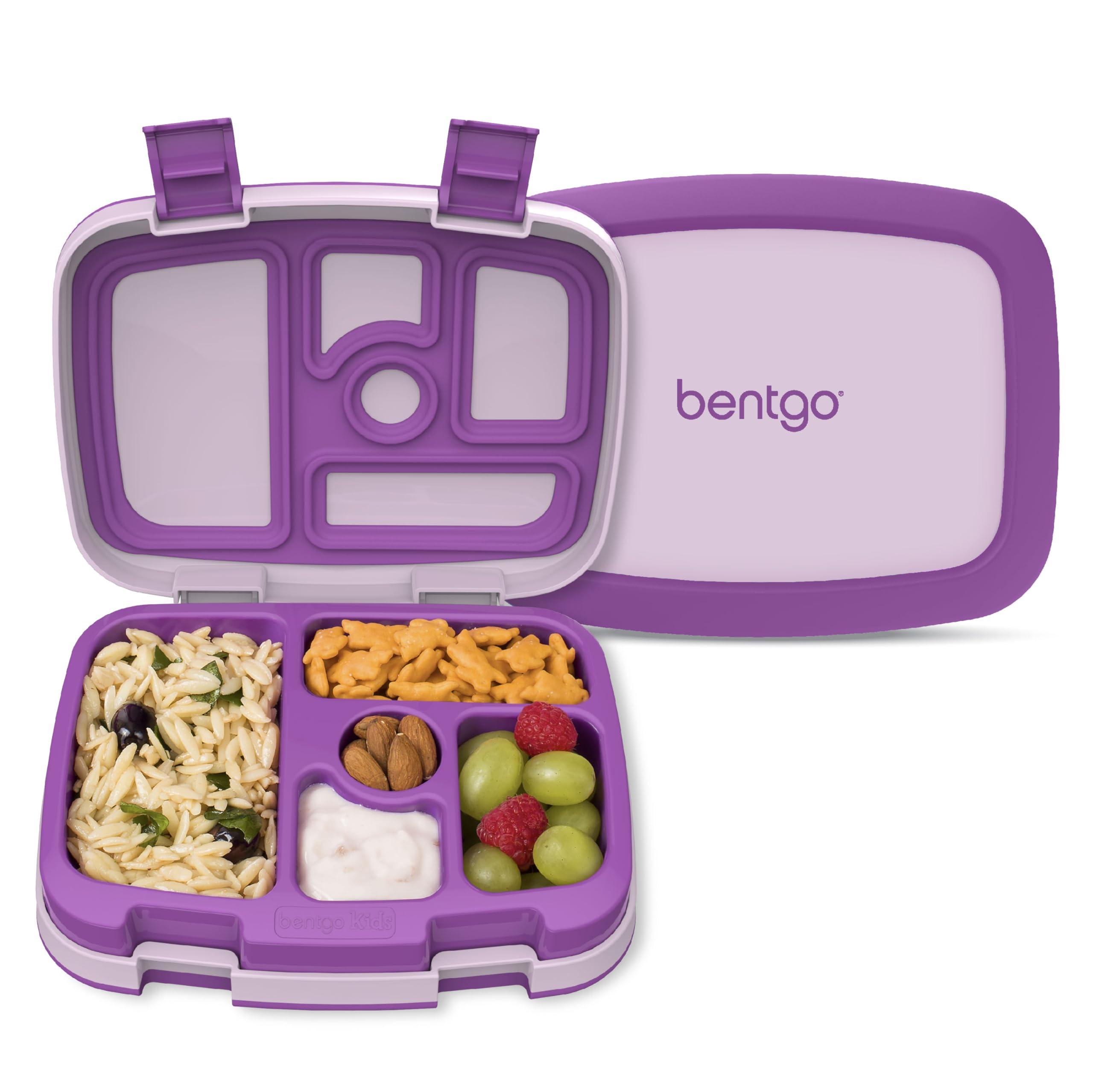Bentgo Bentgo Kids Bento-Style 5-Compartment Leak-Proof Lunch Box - Ideal Portion Sizes for Ages 3 to 7 - Durable, Drop-Proof, Dishwasher Safe, BPA-Free, & Made with Food-Safe Materials (Purple)