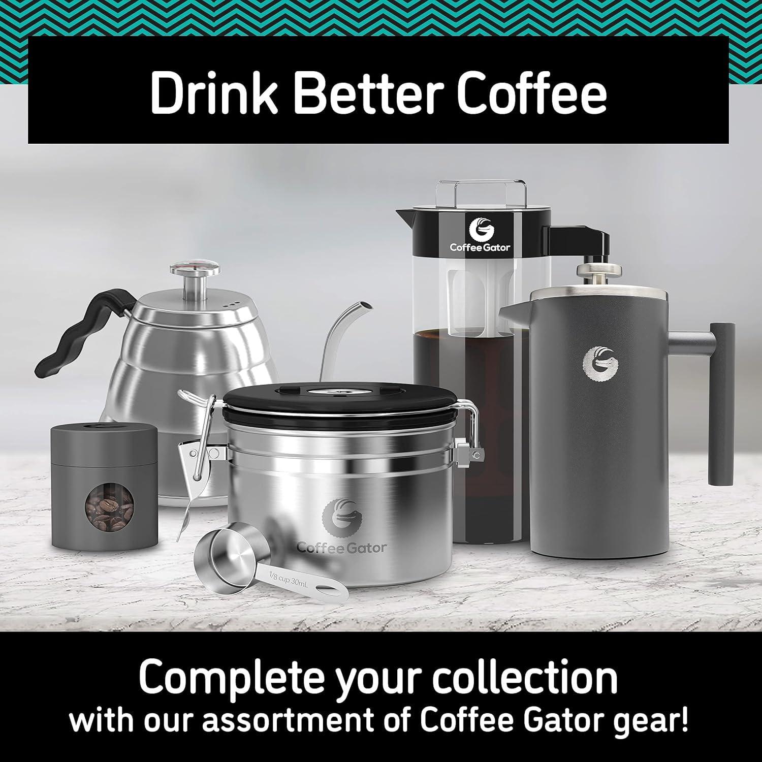 Coffee Gator Coffee Gator French Press Coffee Maker - 34ozThermal Insulated Brewer Plus Travel Jar - Large Capacity, Double Wall Stainless Steel - Gray