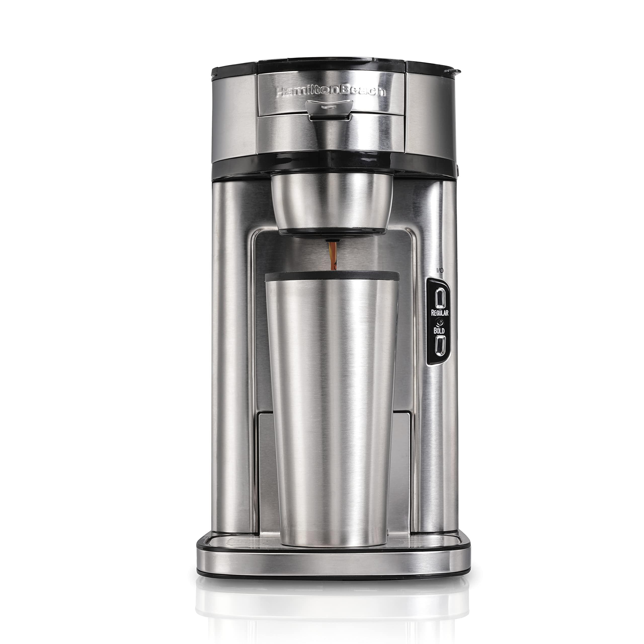 Hamilton Beach Hamilton Beach The Scoop Single Serve Coffee Maker & Fast Grounds Brewer, Brews in Minutes, 8-14oz. Cups, Stainless Steel