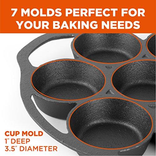 Commercial CHEF Commercial CHEF Cast Iron Biscuit Pan, Pre-seasoned Cast Iron Cookware for Muffins & Scones