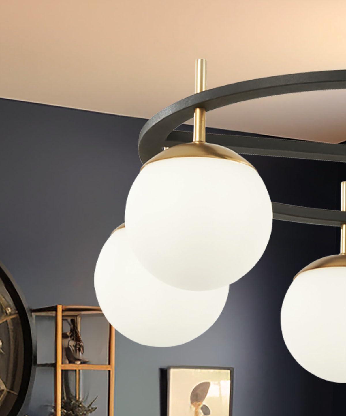 GEORGE KOVACS GEORGE KOVACS P1356-618 Alluria Pendant, 6-Light, 450 Total Watts, 9.75-in H x 27-in W, Weathered Black with Autumn Gold