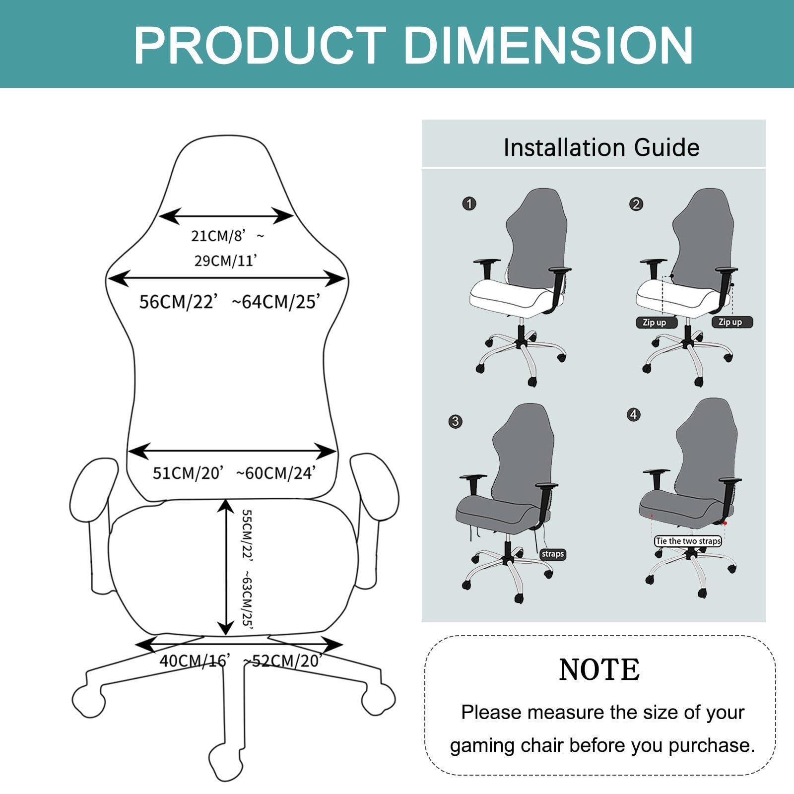 ZRCYXDW ZRCYXDW Stretch Gaming Chair Cover, Ergonomic Computer Chair Slipcover Soft with Armrest Covers Gaming Chair Slipcover Removable Gaming Chair Seat Cover-Dark Grey-Large