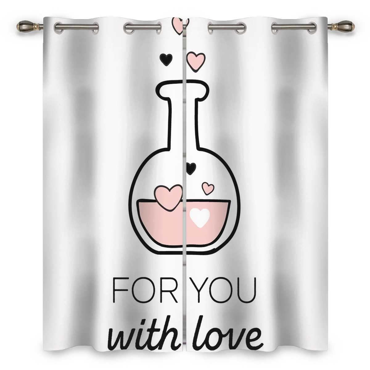 HomeLoft Basics Pink Curtains for Bedroom 2 Panels Love Lover Couple Heart Drapes Kitchen Large Window (W) 85 X (H) 85 Inches