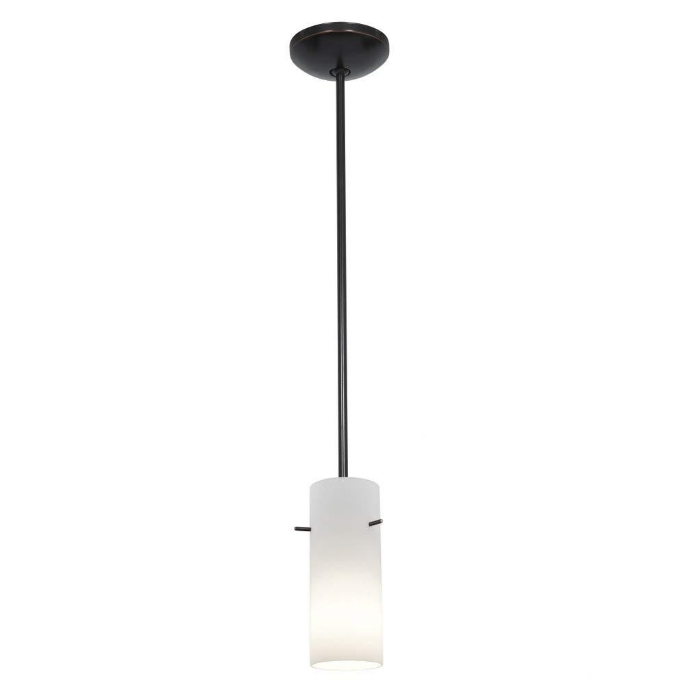 Access Lighting - HI Access Lighting - HI Cylinder-1 LED Glass Pendant with Rod-4 Inches Wide by 10 Inches Tall-Oil Rubbed Bronze Finish-Opal Glass Color-Incandes