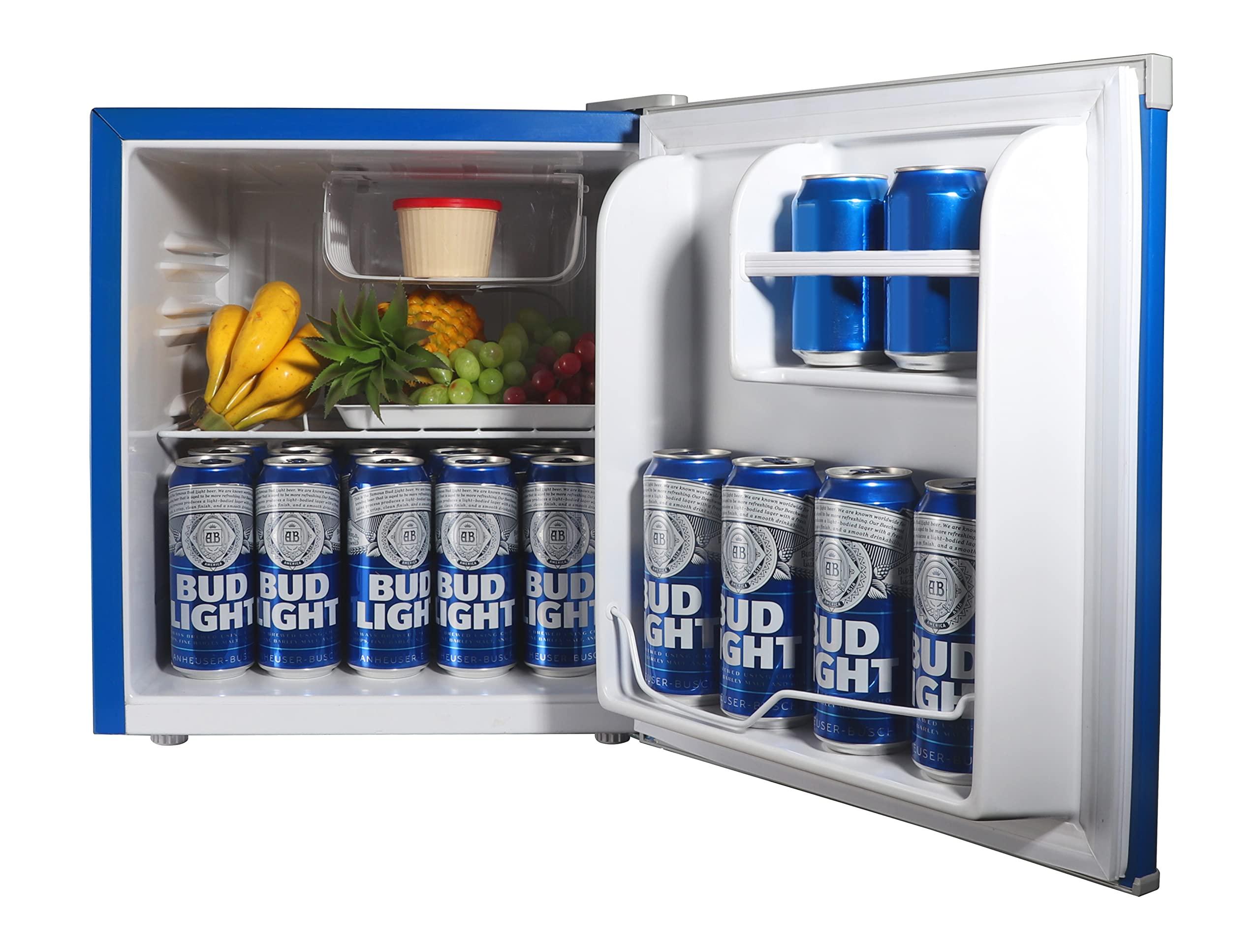 Frigidaire Curtis FR109BULT Bud Light, Mini Fridge with Freezer-1.6 Cu Ft Compact Small Beverage Drinks Refrigerator with Reversible Doors-Perfect for Office, Home, Dorm, or Games Room