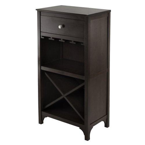 Winsome Winsome Ancona X Shelf Modular Wine Cabinet With 1-Drawer, Glass Rack, Dark Espresso (92745)