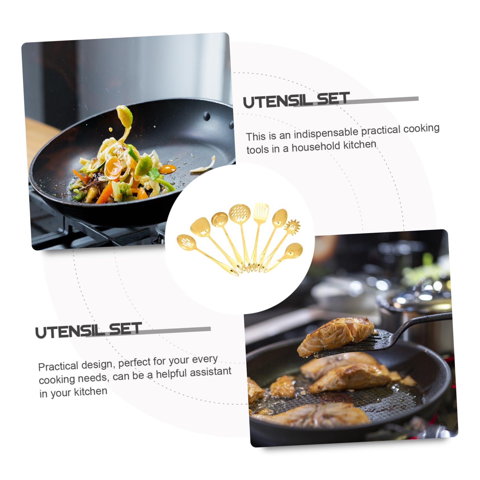 CIYODO CIYODO 1 Set Kitchen Set Cutlery Organizer Kitchen Gadgets Pot Induction Cookware Pan Utensil Mixing Spoon Sink Tool Kit Silverware Kitchen Accessories Dishwasher Stainless Steel Golden