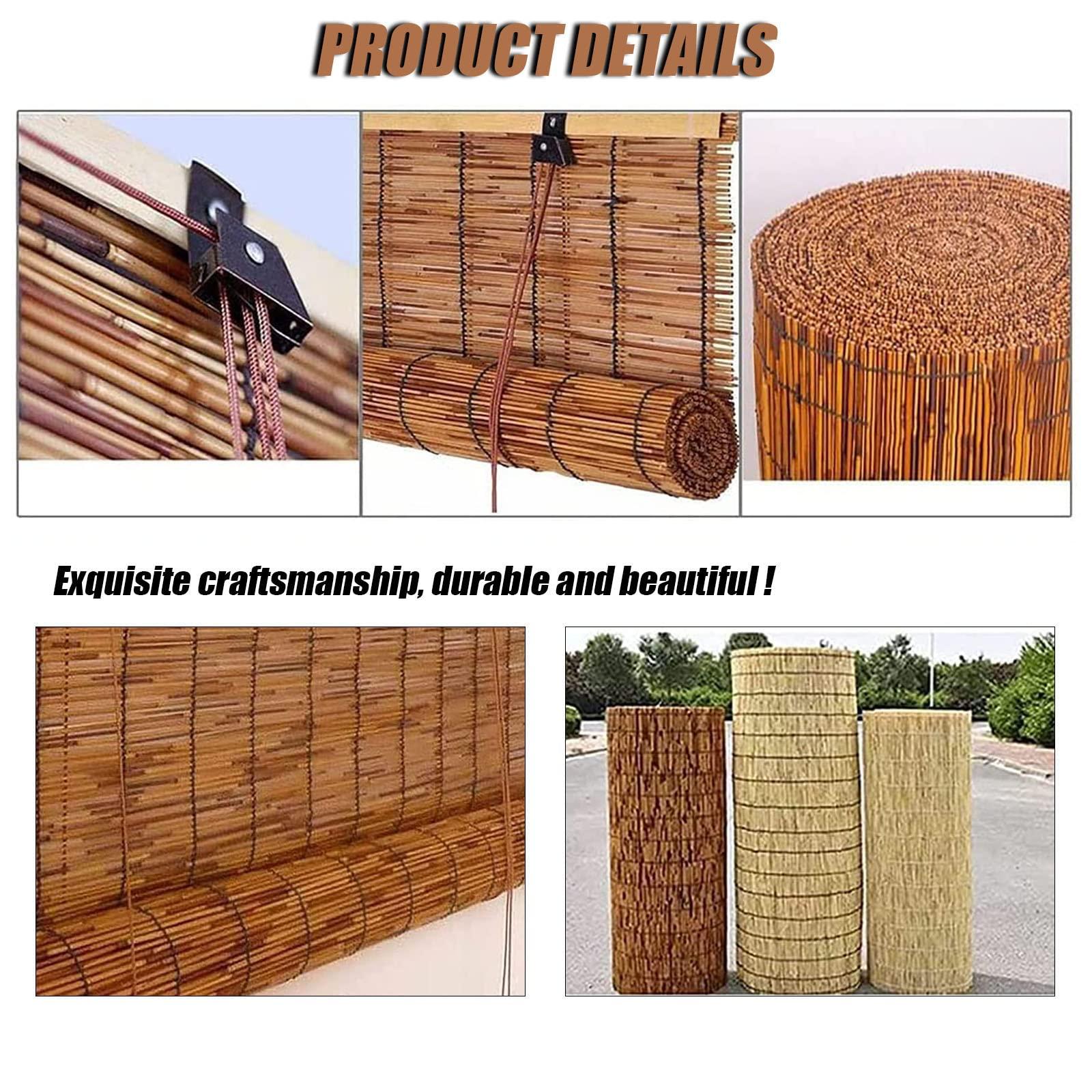 OCAZI Bamboo Roll-Up Shades - Outdoor Patio Blinds, 4183in Black