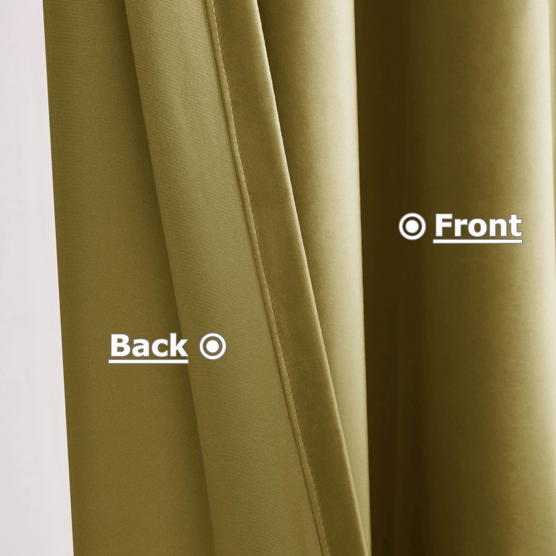 Frelement Frelement Room Darkening Velvet Drapes Flat Hooks Curtains for Traverse Rod and Track Thermal Insulated Curtains High Windows Loft Bedroom, 100" W x 156" L, 2 Panels, Golden Palm