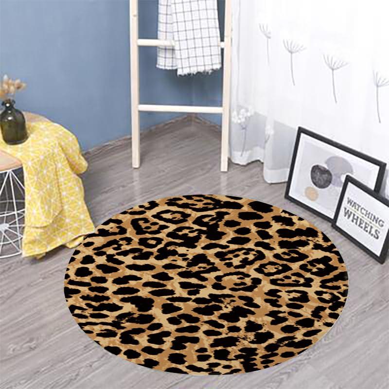 SOJAWA SOJAWA Animal Pattern Printing Round Area Rug,4ft, Fashion Leopard Print Living Room Rug, Non-Shedding Kids Rug, Soft Comfortable Durable Non-Slip Rug for Bedside Sofa Bathroom