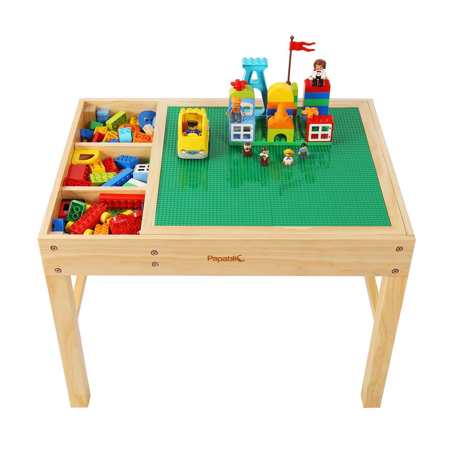 Papablic Papablic 2 in 1 Kid Activity Table with Large Storage for Older Kids Compatible with Lego Building Block for Boys Girls