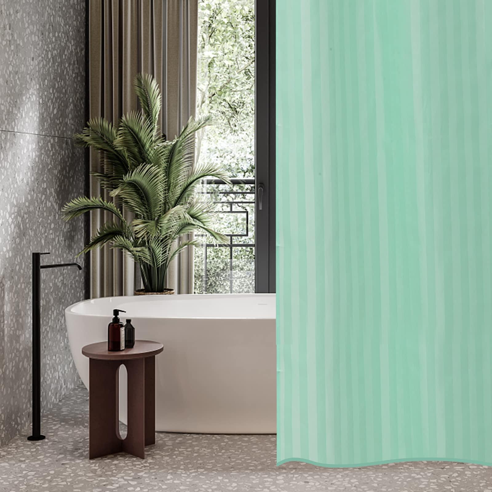 HELLCRACK Small Shower Curtain for Bath Single Stall Size 36 x 72, Waterpoof Washable Narrow Standing Single with Bottom Heavy Duty Line, Hotel Quality Fabric Shower Curtains with Hooks and Grommets,/Green