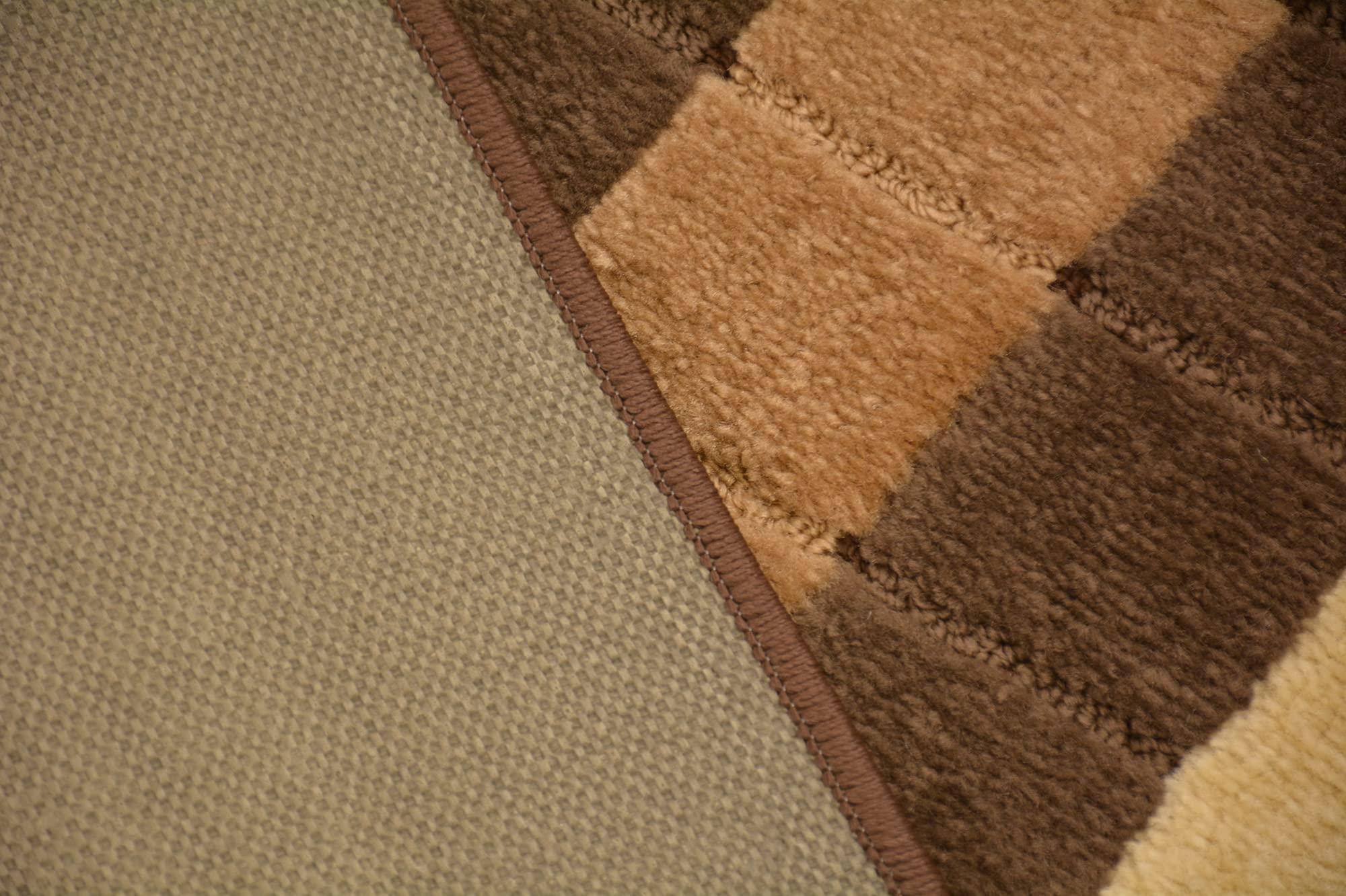 RugStylesOnline Washable Custom Size Runner Rug Squares Geometric Design Extra Long Runner Rugs for Hallways 26 Inch Wide x Pick Your Size by Feet Slip Skid Resistant Rubber Back (Square Brown, 24 ft x 26 in)