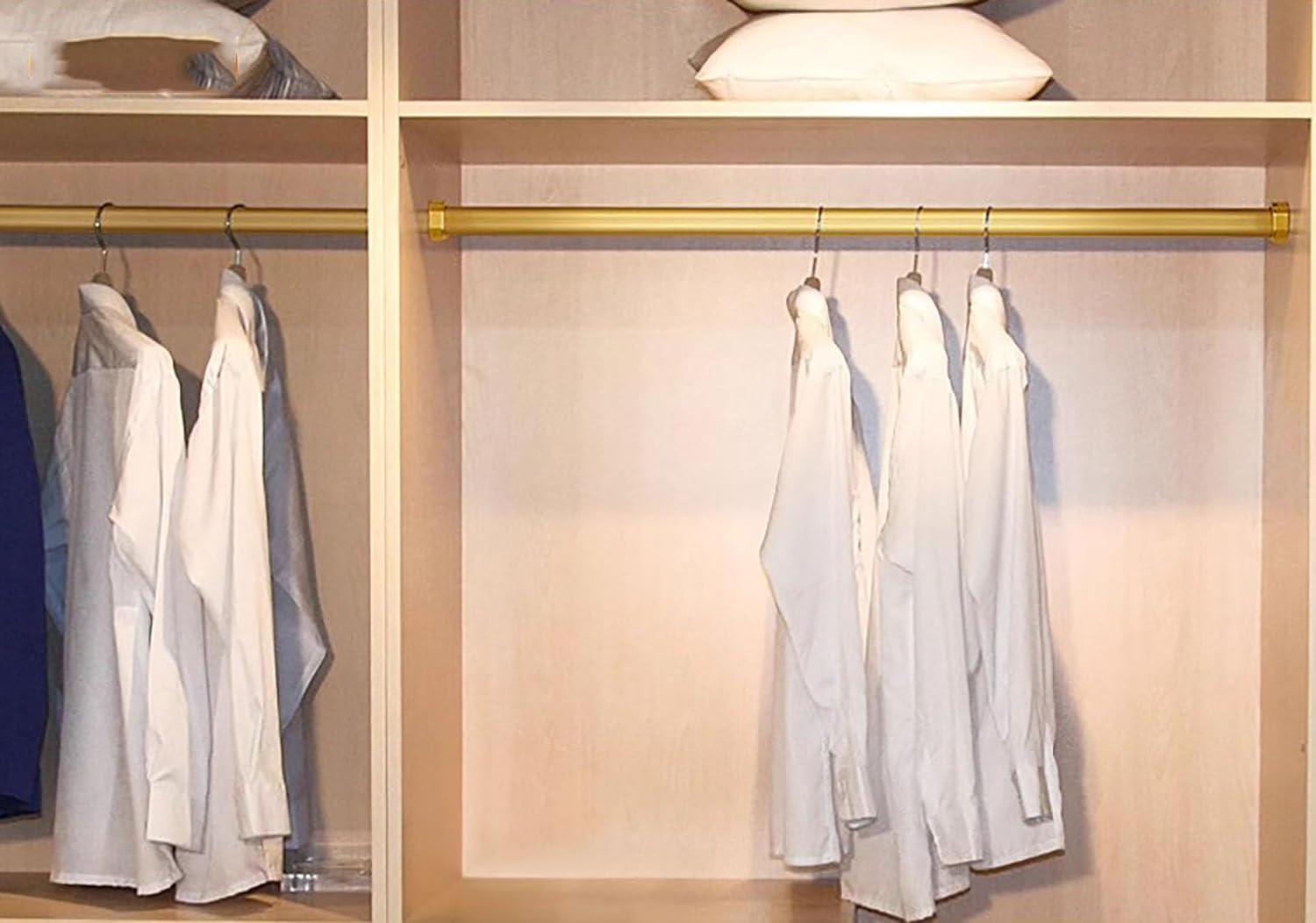 BYZOMU Oval Clothes Pole For Wardrobe Heavy Duty 160 150 140 160 120 110 100 90 80 70cm Long, Wall Mounted Metal Closet Rods Clothes Hanger With End Supports, Load 330lbs ( Color : Gold , Size : 33inch/83.8c