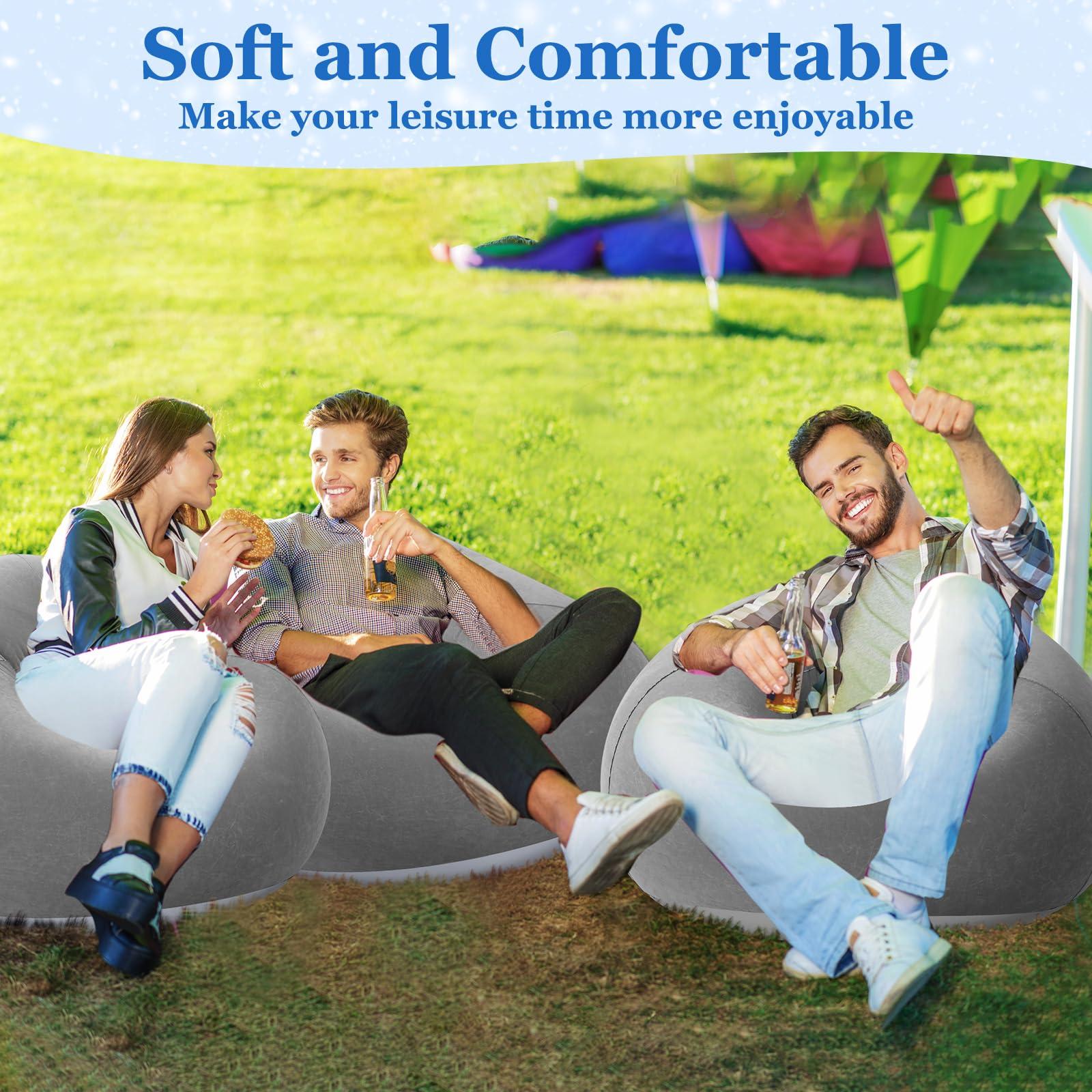 Realspring Realspring Inflatable Bean Bag Chairs Blow up Chairs Camping Chairs Inflatable Lazy Sofa Folding Portable Inflatable Chair for Living Room Bedroom Reading Room(Dark Gray,6 Pcs)