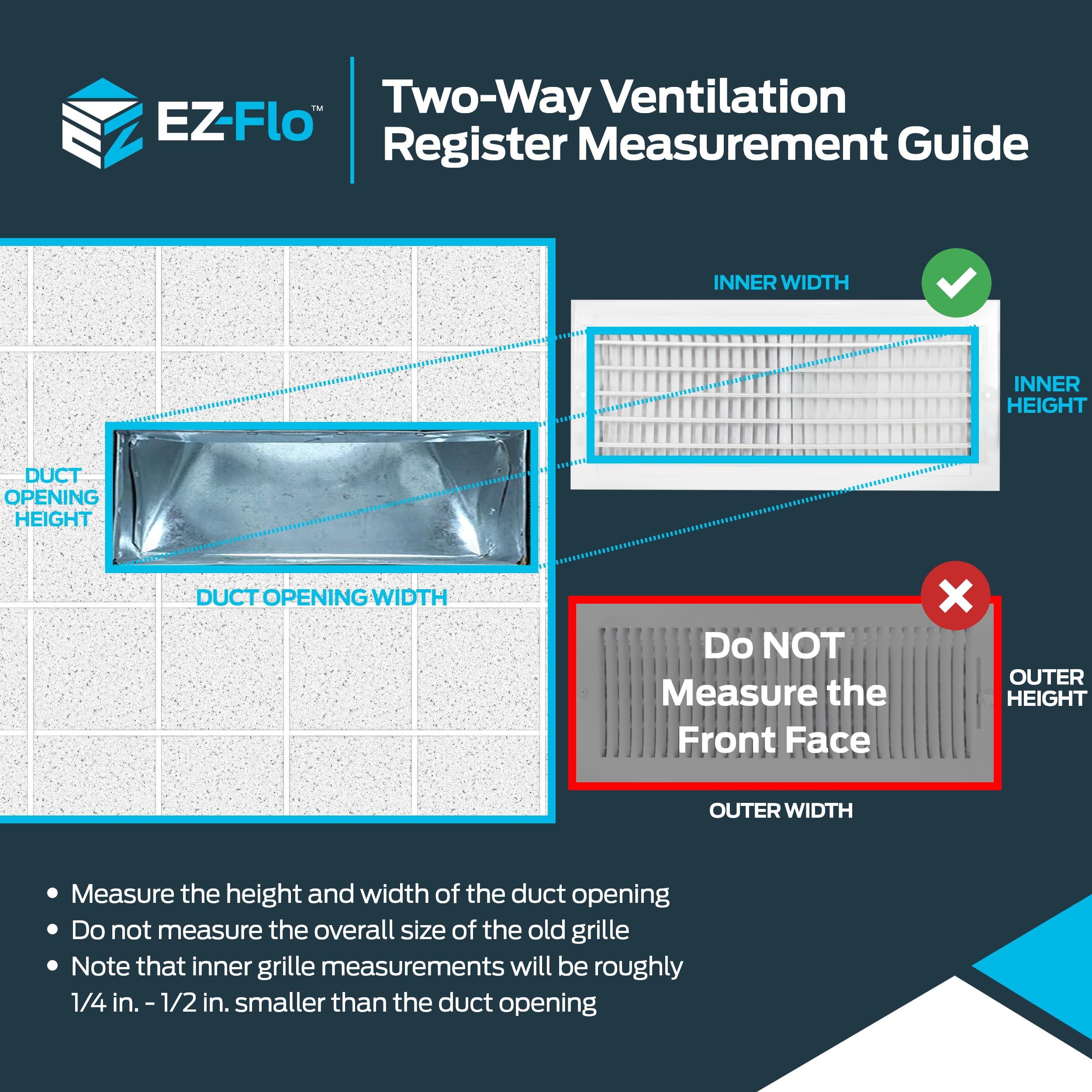 EZ-FLO EZ-FLO 16 x 6 Inch (Duct Opening) Air Vent Cover for Wall or Ceiling, Two-Way Ventilation Register, Solid Steel HVAC Register Cover, White, 61663
