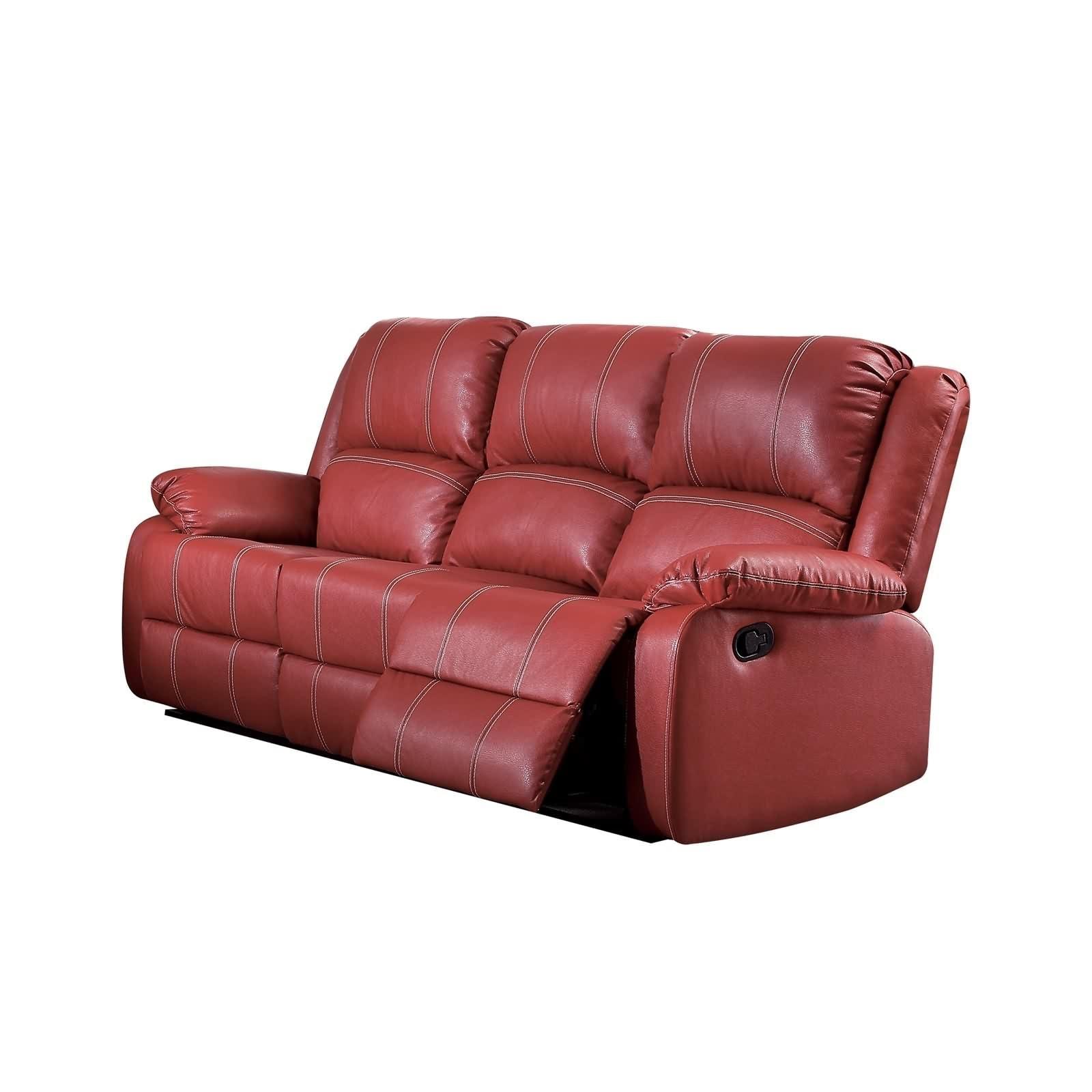 Daesar Daesar Recliner Sofa 3 Seater, Modern Couches in Red Faux Leather Furniture for Small Space, Living Room, Studio, Apartment