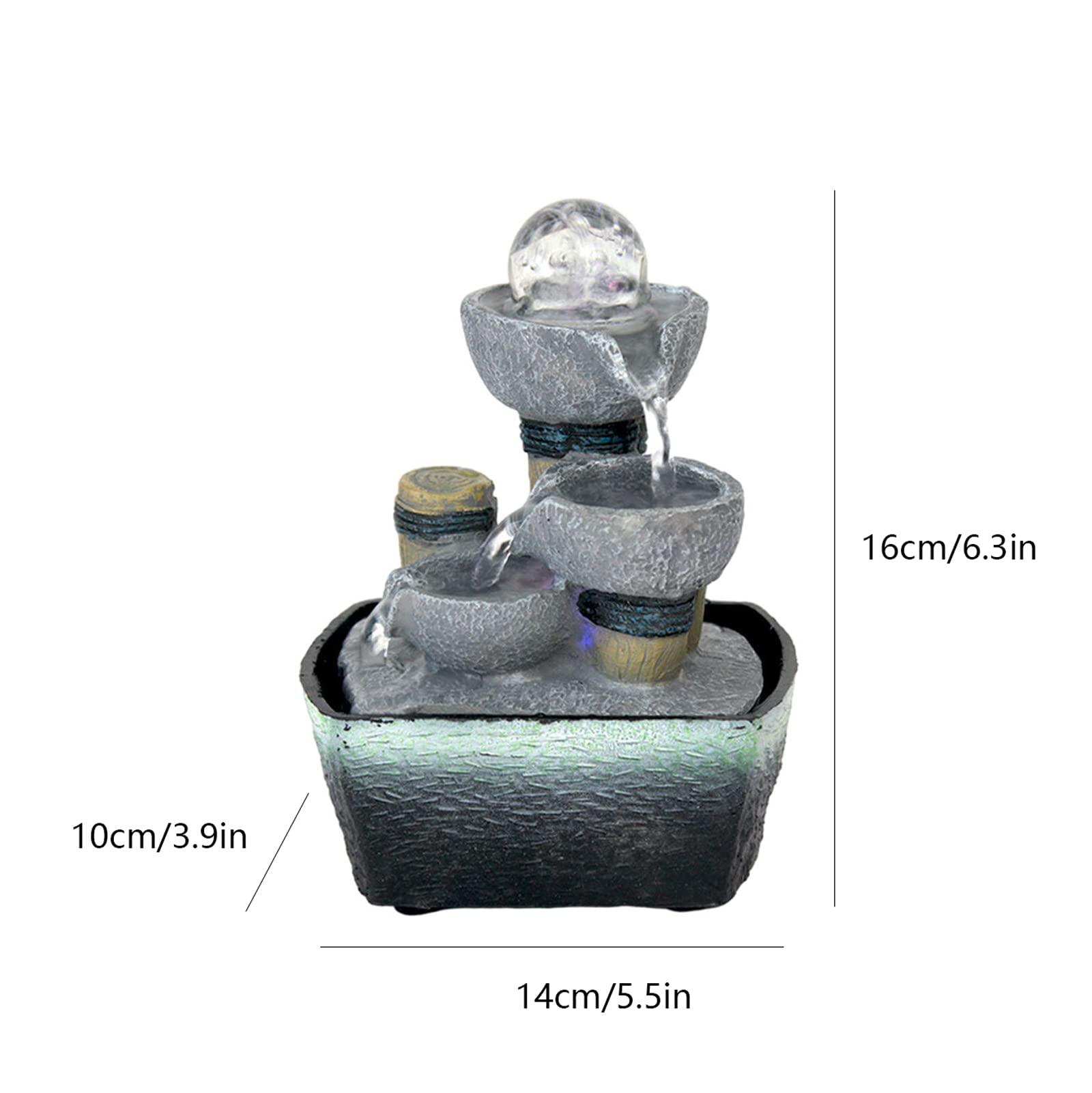 RSLEE RSLEE Indoor Water Fountains Small Tabletop Water Fountain Running Water with LED Lights Feng Shui Zen Decoration Waterfall Fountain for Office Home Indoor Waterfall Fountain