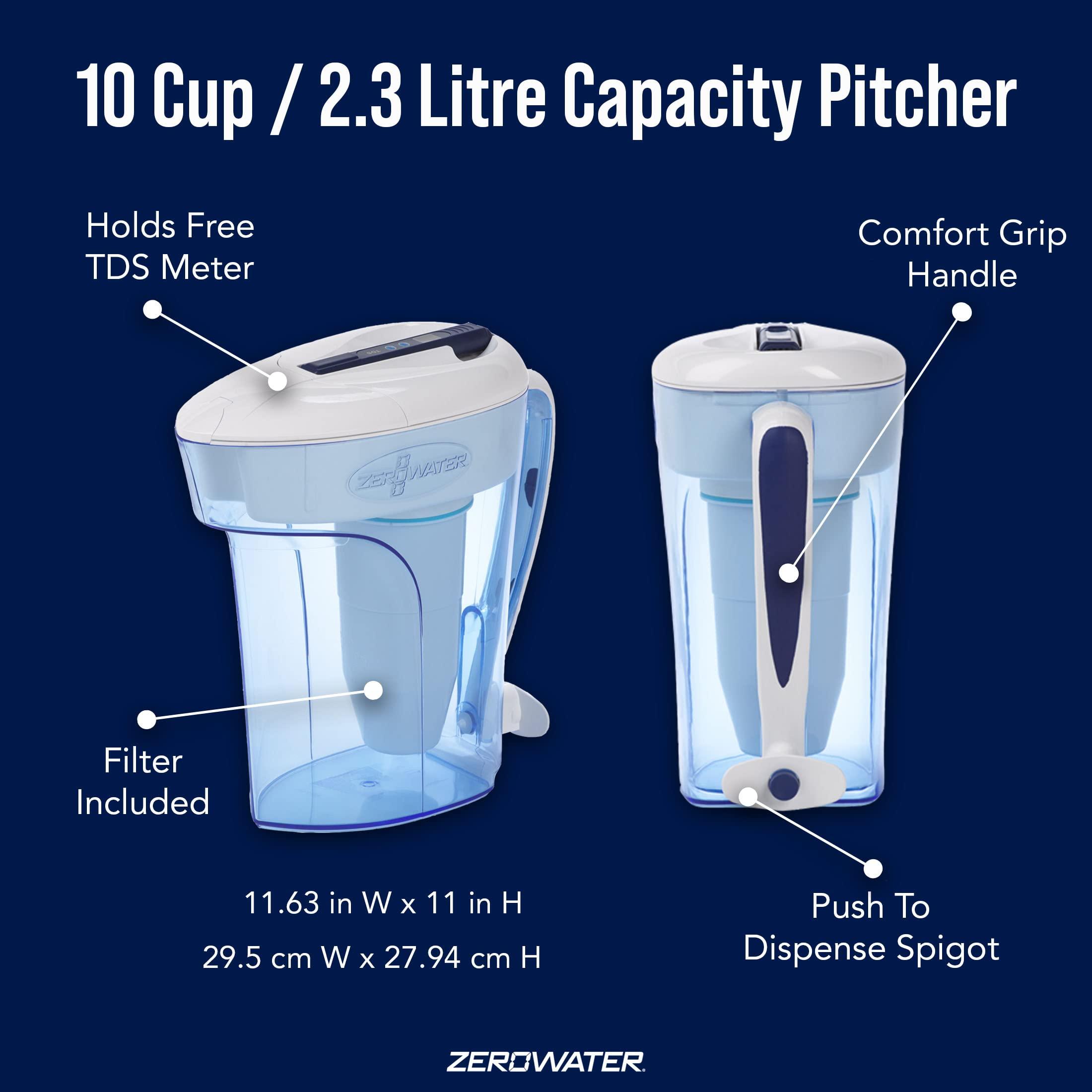 ZeroWater ZeroWater Official Replacement Filter (6-Pack) and 10-Cup Ready-Pour 5-Stage Water Filter Pitcher Bundle