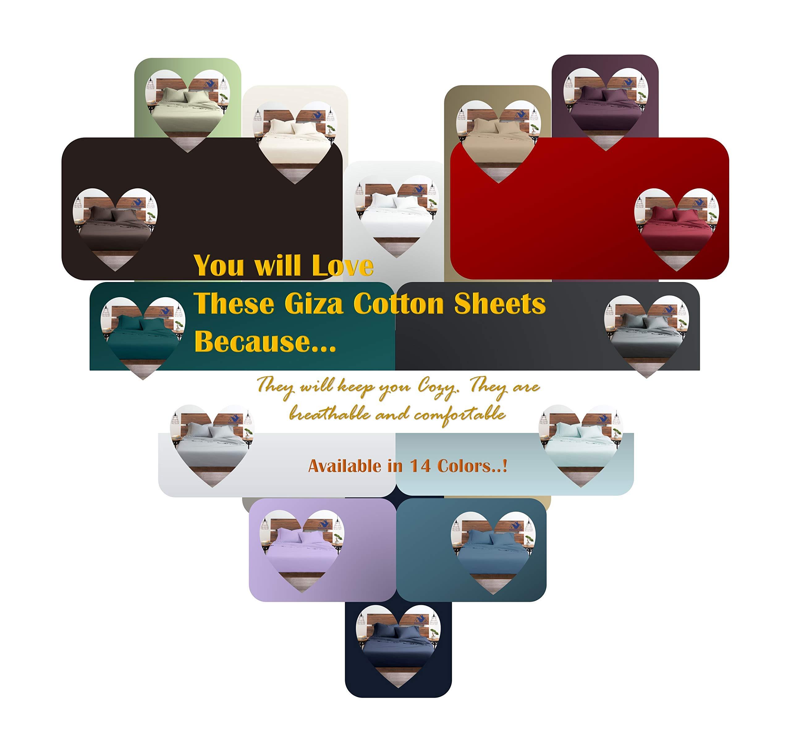 Lupsty My-100%-Certified-Giza-Cotton-Pillow-Sheet, Giza Egyptian Sheet Set Split King Size Size, Soft Sateen Weave, Breathable Fabric, Fits Upto 12-Inch Deep Pocket - Split King Size, Black