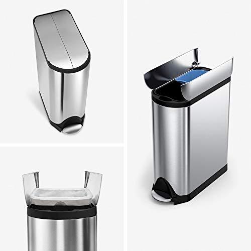 simplehuman simplehuman 40 Liter / 10.6 Gallon Dual Compartment Butterfly Lid Kitchen Recycling Step Trash Can, Brushed Stainless Steel