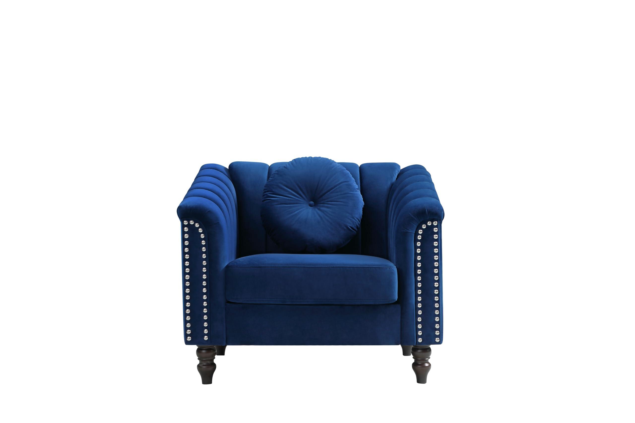 AYCP AYCP Contemporary Microfiber Fabric Sofa Set, Living Room Furniture Set, Couch Set for Living Room Furniture, Modern Office Sofa Sets Apply to Home and Office (Blue, Chair)