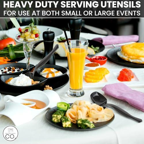 C&S Event Supply Co. 8.5\" Black Plastic Serving Spoons for Buffet, Bulk 12 Count, Heavy Duty Disposable Spoon, Large Plastic Serving Utensils for your Catering Supplies, Events, Party, and Weddings by C&S Event Supply Co.