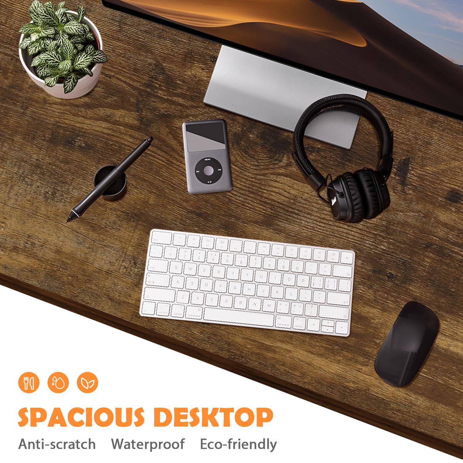 MKDLUFEI Small Desk, 32 Inch Small Computer Desk, Computer Table with MDF Board & Black Metal Frame, Work Desk with Adjustable Leg Pads, Office Table for Home Office Bedroom Small Spaces, Study Table, Vintage