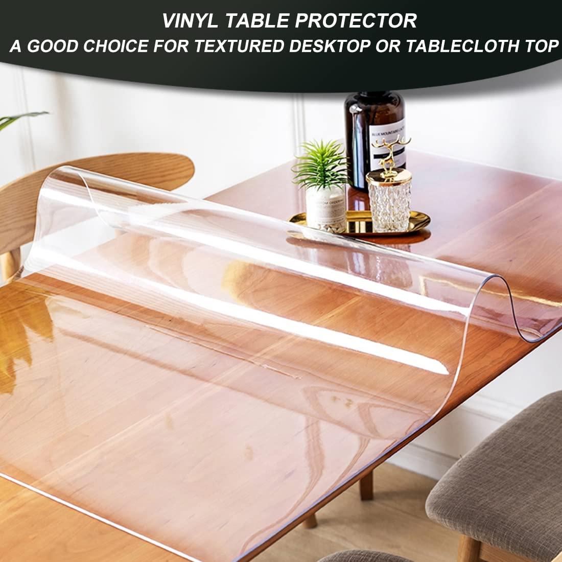 Nietaesat 1.5mm Thick Clear PVC Table Cover Protector Transparent Vinyl Table Pad for Wedding Party Buffet Table Garden Table Patio Table Water Heat Resistant Wipeable Non-slip 38x64\" Crystal Desktop Protector
