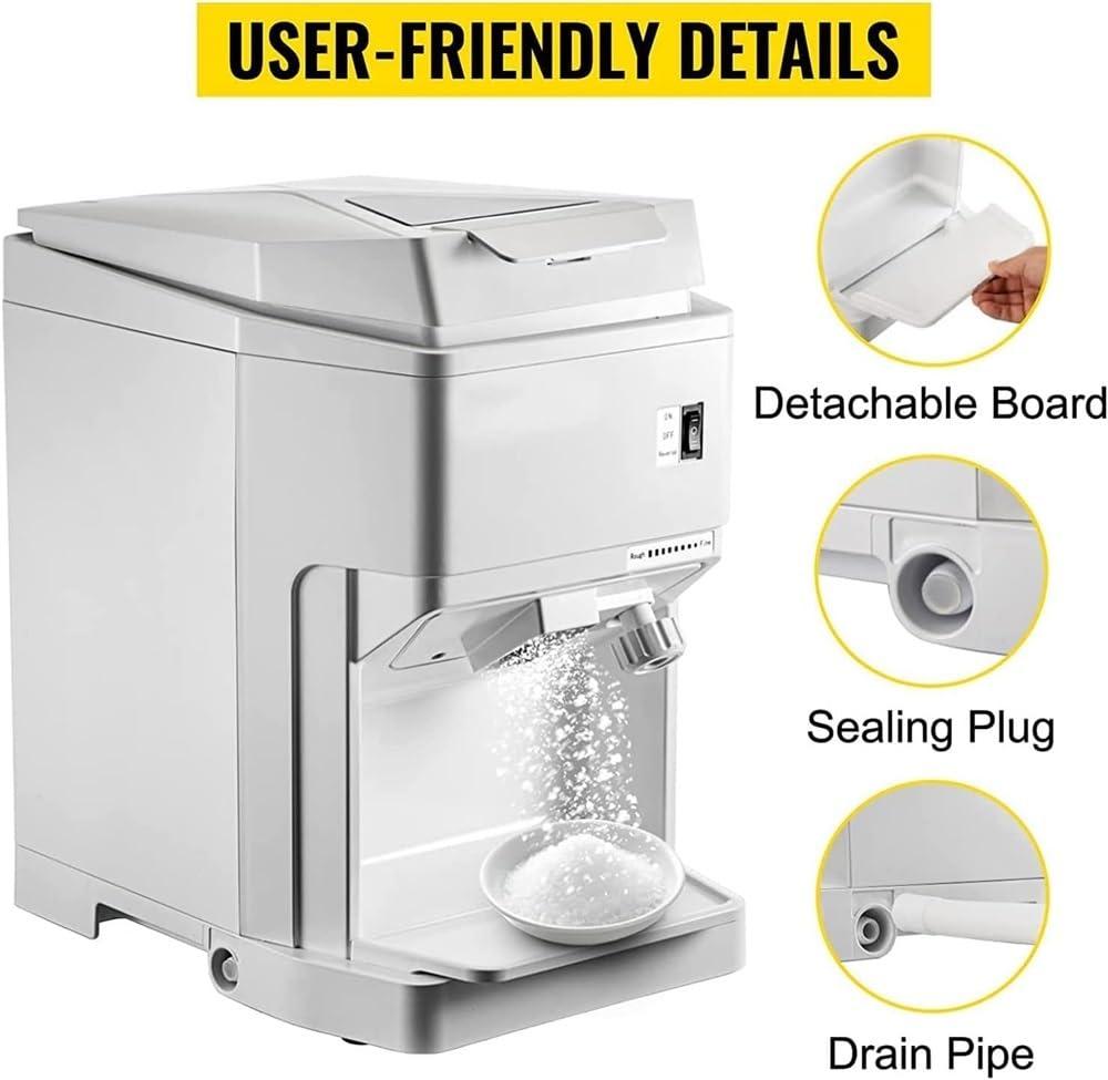 ZIJINGM ZIJINGM Electric Ice Shaver 265 LBS/H Commercial Snow Cone Maker 250W Ice Crusher Machine Shaved Ice Maker Machine Adjustable Fineness