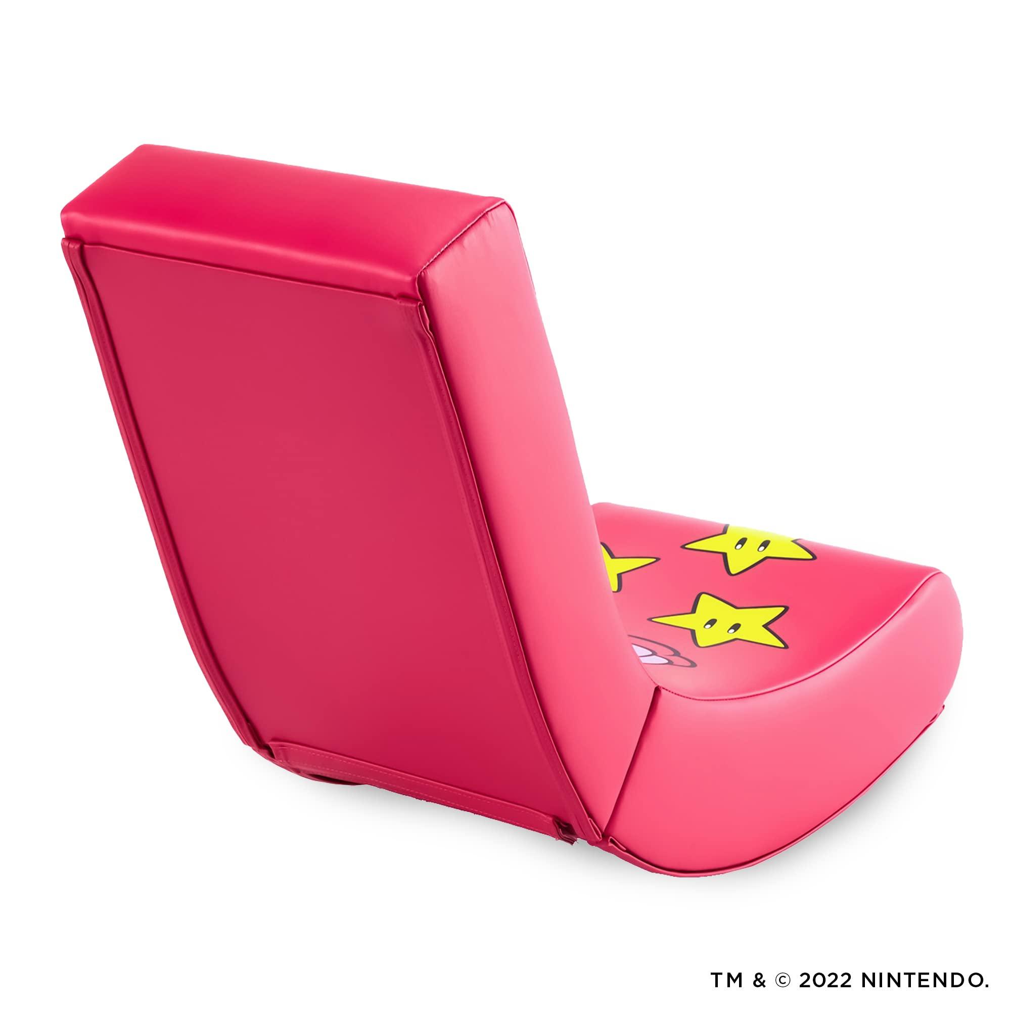 X Rocker X Rocker Super Mario Peach Video Gaming Floor Chair, Official All-Star Edition Nintendo Collectible, Faux Leather, Foldable, 5000201, 33.46\" x 16.14\" x 25.59\", Princess Peach Pink