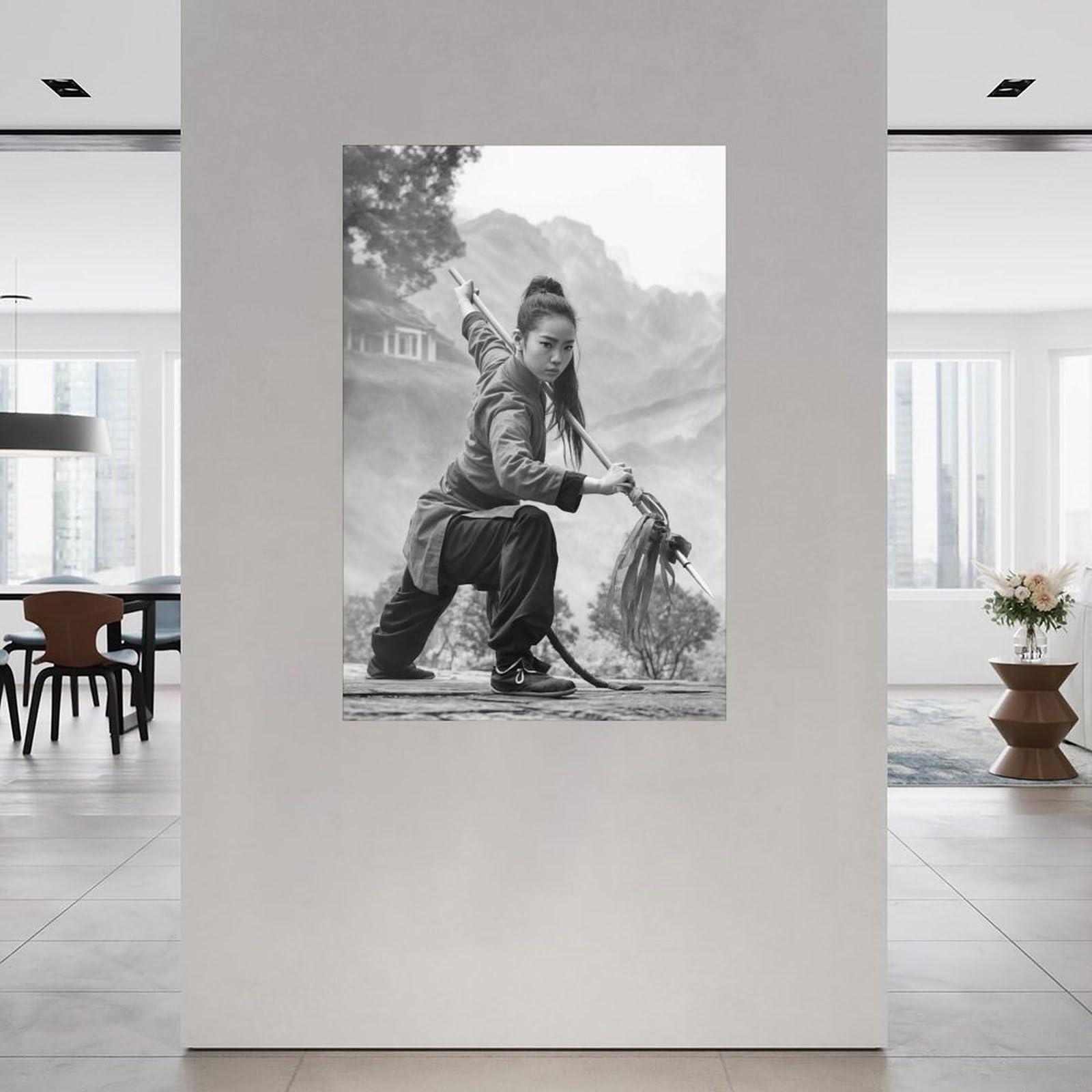 CCEIDD Chinese Kung Fu Girl Poster Emei School Marksmanship Poster (5) Canvas Painting Posters And Prints Wall Art for Living Room Bedroom Decor 24x36inch(60x90cm) Unframe-style