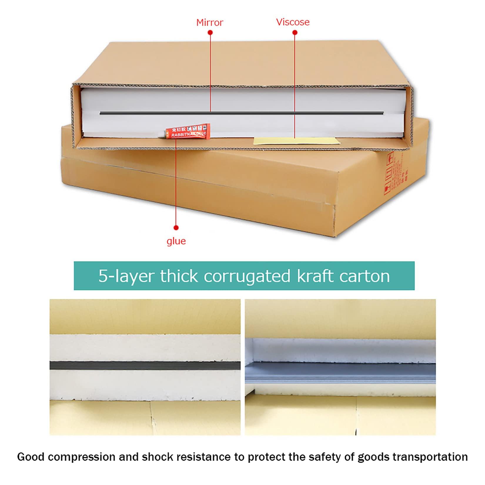 Byrotson Byrotson 4Pcs Square Glass Mirror Wall Stickers, DH Full Length Mirror Tiles Self Adhesive Frameless Mirror Sheets for Living Room, Dorm and Bathroom,Rounded,50x50cm