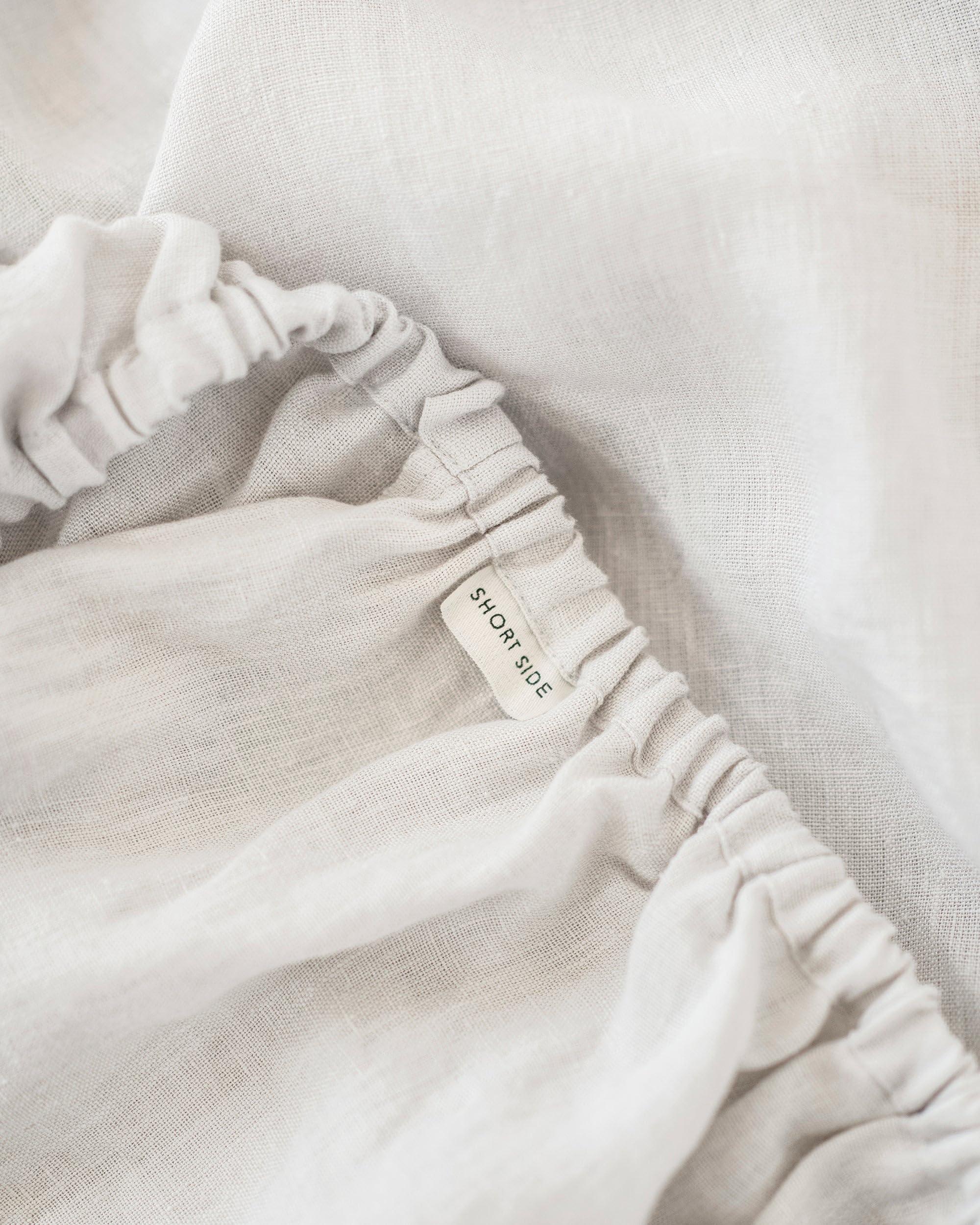 Magic Linen Magic Linen - Light Gray Linen Fitted Sheet Cal King (Deep Pocket) Size, 100% Flax Linen Fitted Sheet Only, Breathable and Cooling Mattress Cover, Luxury Linen Fitted Bed Sheet