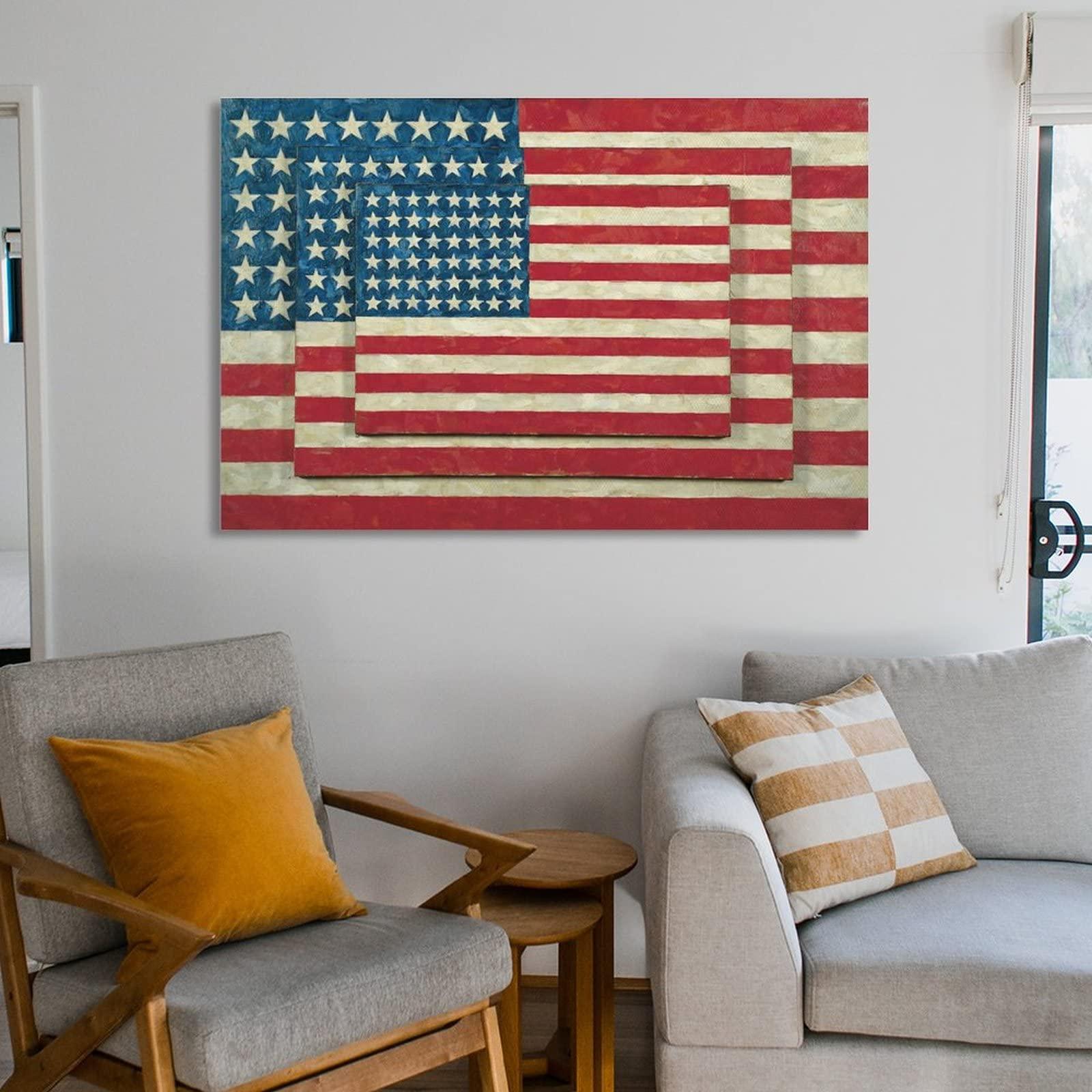 CGUSX Jasper Johns - Three Flags Poster Decorative Painting Canvas Wall Art Living Room Posters Bedroom Painting 16x24inch(40x60cm)
