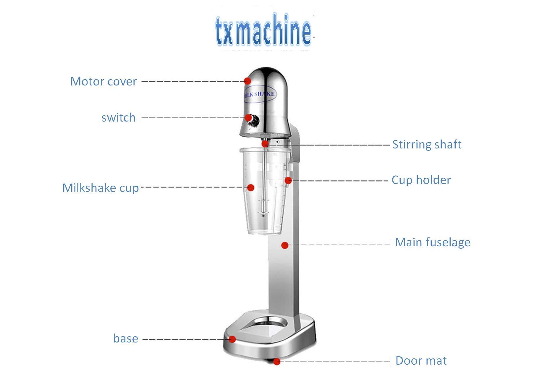 T Milkshake Machine Commercial Milkshake mixer Machine Stainless Steel Milk Mixer Milk Bubble tea machine for Milk Tea Shop Dessert Station with 2 cups (double heads, 110V/60HZ)