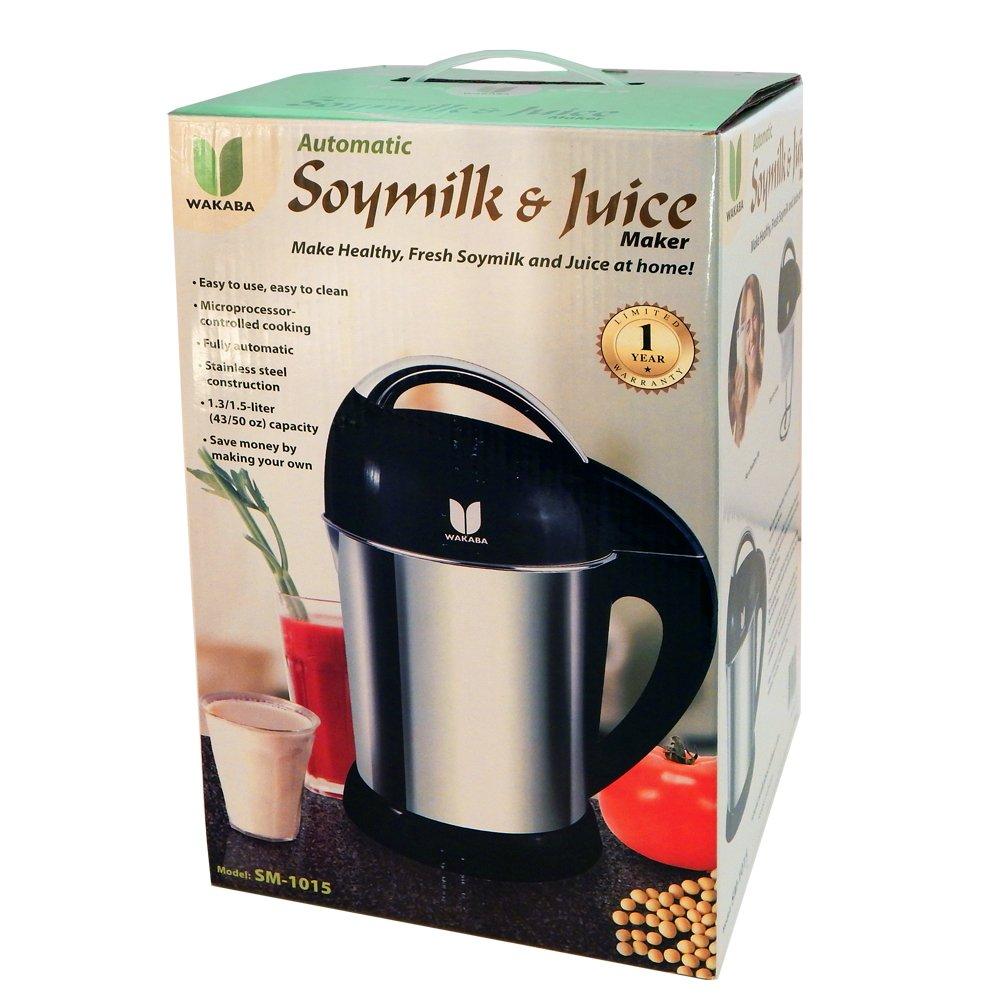 WAKABA WAKABA SM-1015 WAKABA 4th Generation Easy-Clean Automatic Soymilk & Juice Maker, Black/Gray