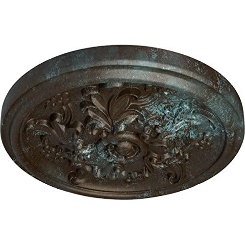 Ekena Millwork Ekena Millwork CM14KTBBS Katheryn Ceiling Medallion, 14 1/2\"OD x 2 3/4\"P (Fits Canopies up to 2 1/8\"), Hand-Painted Bronze Blue Patina
